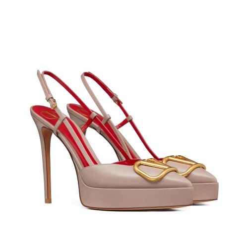 Valentino Women's Vlogo Signature Calfskin Slingback Platform Pump 120MM 