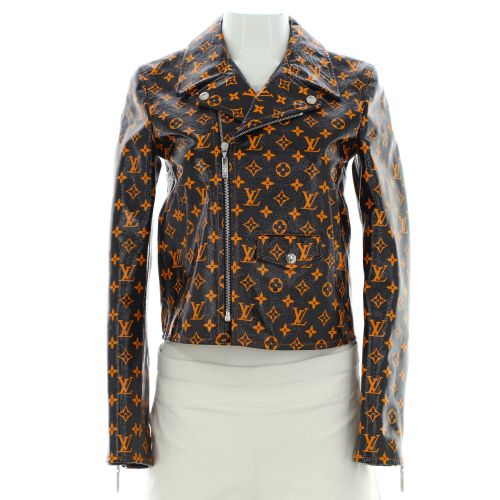 Women's Biker Jacket Monogram Printed Leather