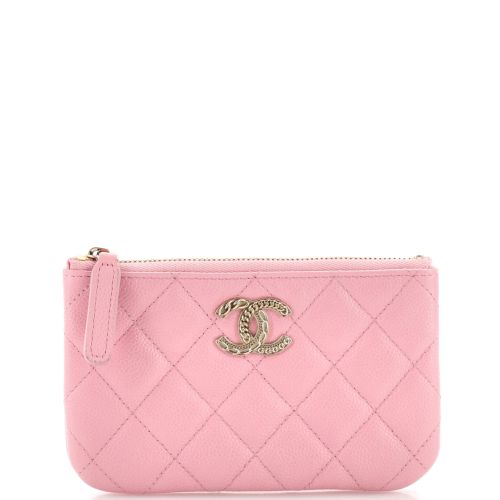 Chain CC O Case Pouch Quilted Caviar Mini