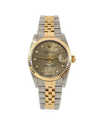 Oyster Perpetual Datejust Automatic Watch Stainless Steel and Yellow Gold with Diamond Markers 31