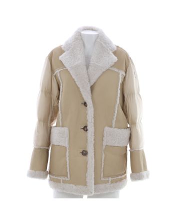 Women's Ilay Button Up Jacket Quilted Polyamide and Shearling with Down