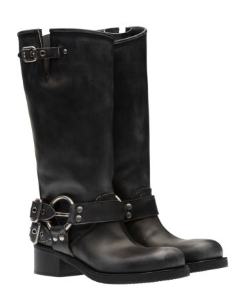 Miumiu Women's Leather Biker Boots Black