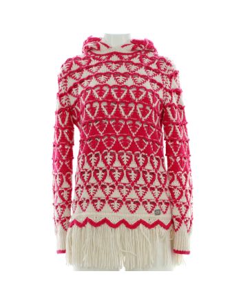 Women's Hooded Fringe Sweater Dress Cashmere Blend