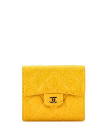 CC Compact Classic Flap Wallet Quilted Caviar