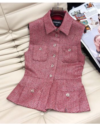 Chanel Women's Tweed Vest Red