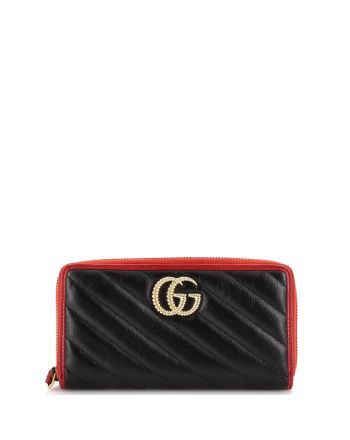 GG Marmont Zip Around Wallet Diagonal Quilted Leather