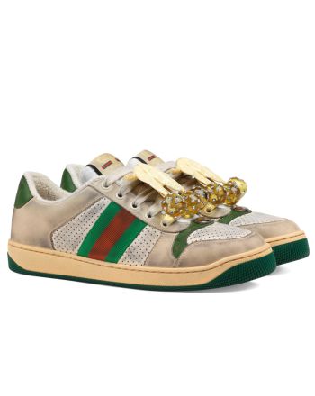 Gucci Unisex Screener sneaker with cherries 571961 Green