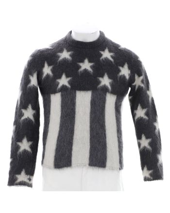 Men's USA Flag Crew Neck Sweater Mohair Blend