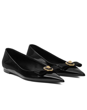 Versace Women's Gianni Ribbon Flats Black