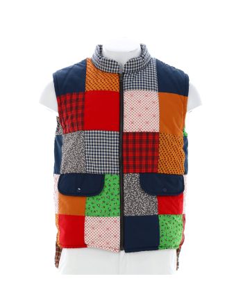 Men's Multicolor Patchwork Zip Up Vest Cotton Blend