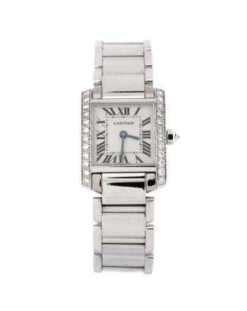 Tank Francaise Quartz Watch White Gold with Diamond Bezel 20