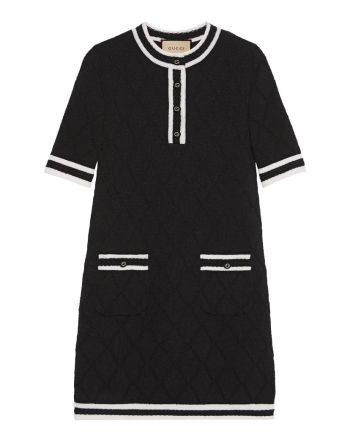 Gucci Women's Extra Fine Wool Piquet Dress Black